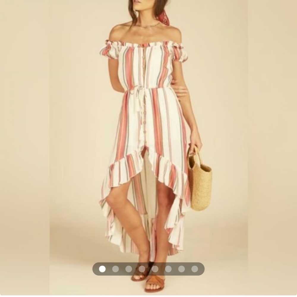 NWOT Vintage Havana Off Shoulder Lined Mixed Weave High Low Dress Size M